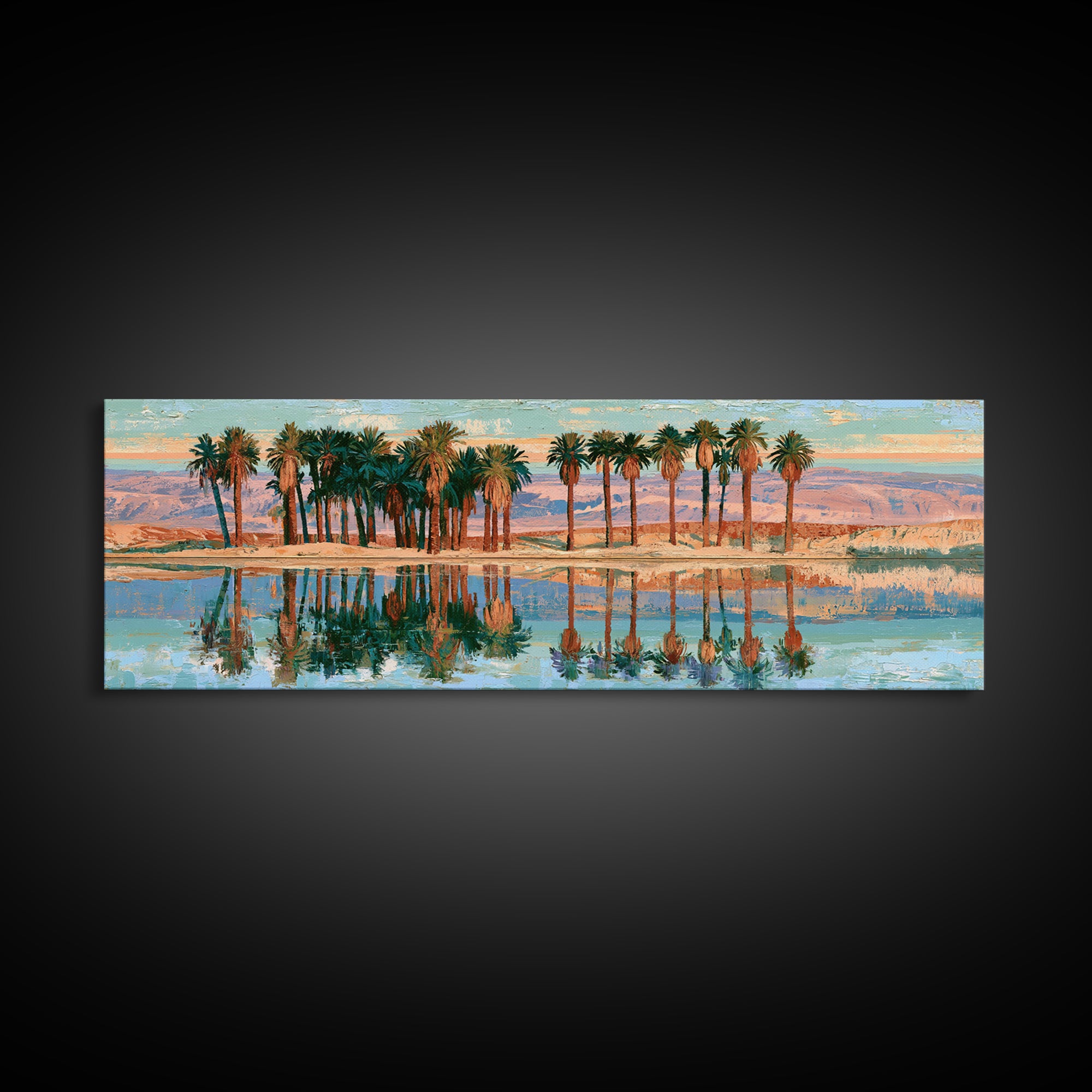 Palm Oasis Reflected Canvas Print, Desert Art, Home Decor, Southwestern Decor, Desert, Printable Art, Living Room Decor, DES-3x1-31