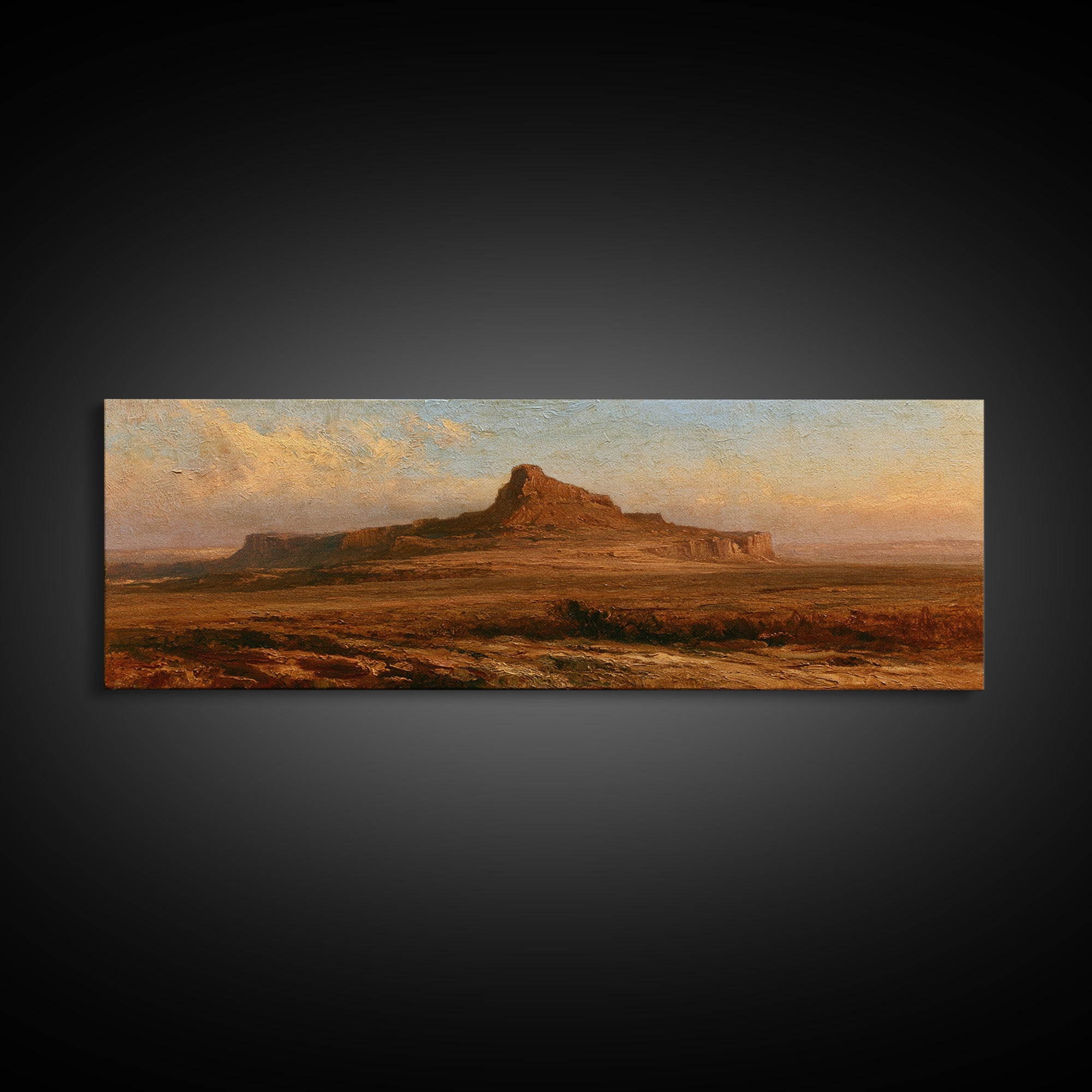 Abstract Mesa Landscape Canvas Print, Desert Art, Large Wall Art, Southwestern Decor, Watercolor Art, Desert, Western Wall Art, DES-3x1-43