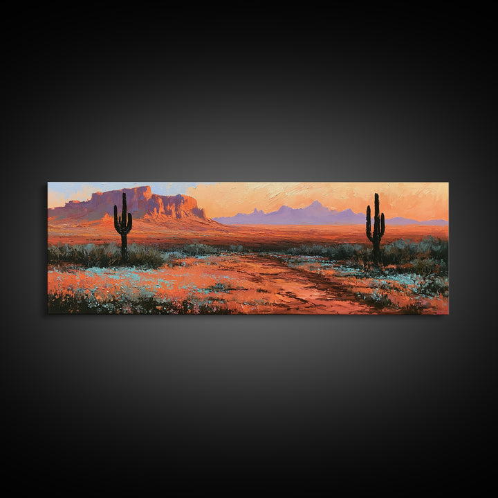 Desert Wildflowers After Spring Rain Framed Canvas Print, Desert Art, Fine Art Print, Southwestern Decor, Watercolor Art, DES-3x1-44