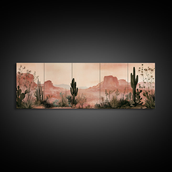 Cactus Botanical Plate Canvas Print, Desert Art, Minimalist Decor, Southwestern Decor, Fine Art, Desert, Boho, Original Art, DES-3x1-48