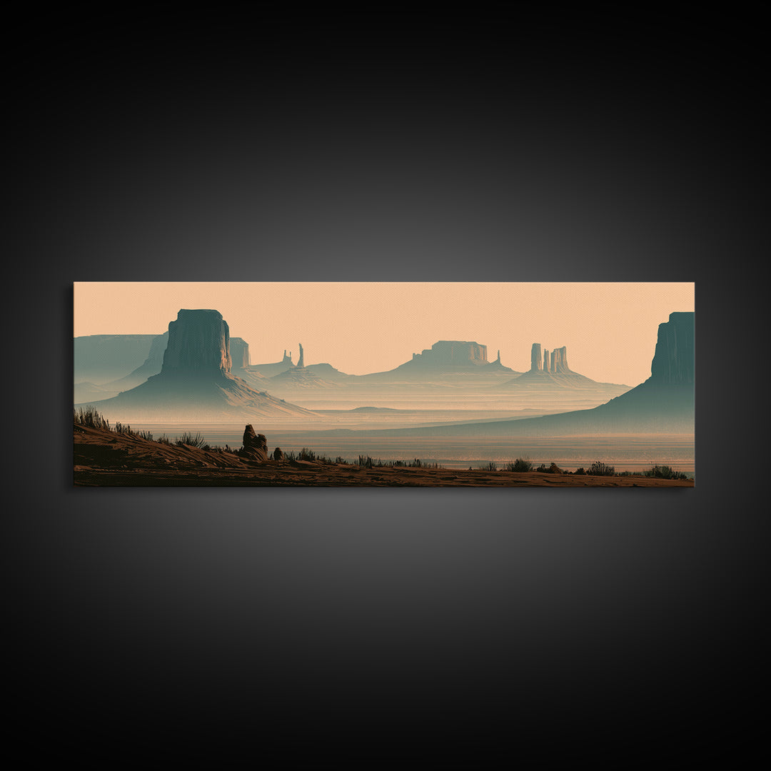 Monument Valley Silhouette Canvas Print, Desert Art, Modern Decor, Southwestern Decor, Desert, Room Decor, Digital Prints, DES-3x1-49