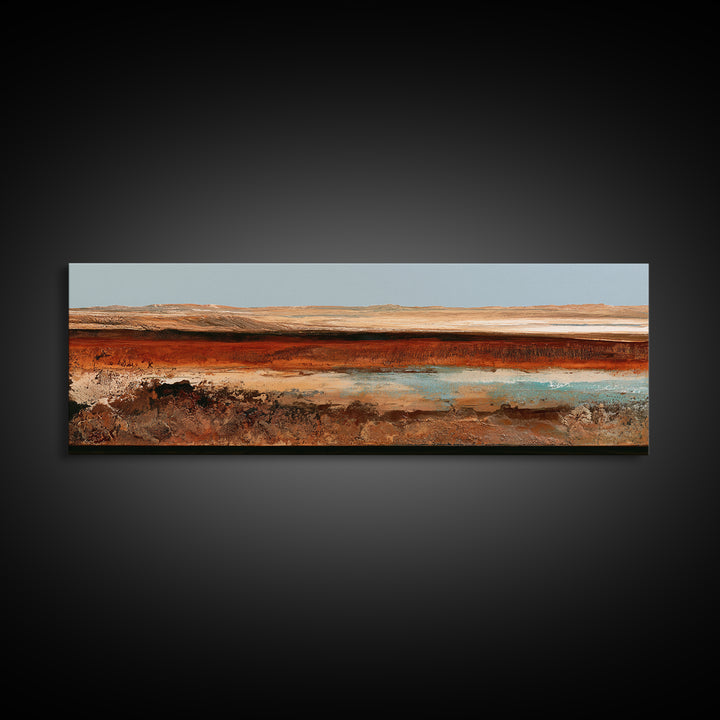Abstract Heatwave Horizon Framed Canvas Print, Desert Art, Fine Art Print, Southwestern Decor, Oil Painting, Desert, DES-3x1-53