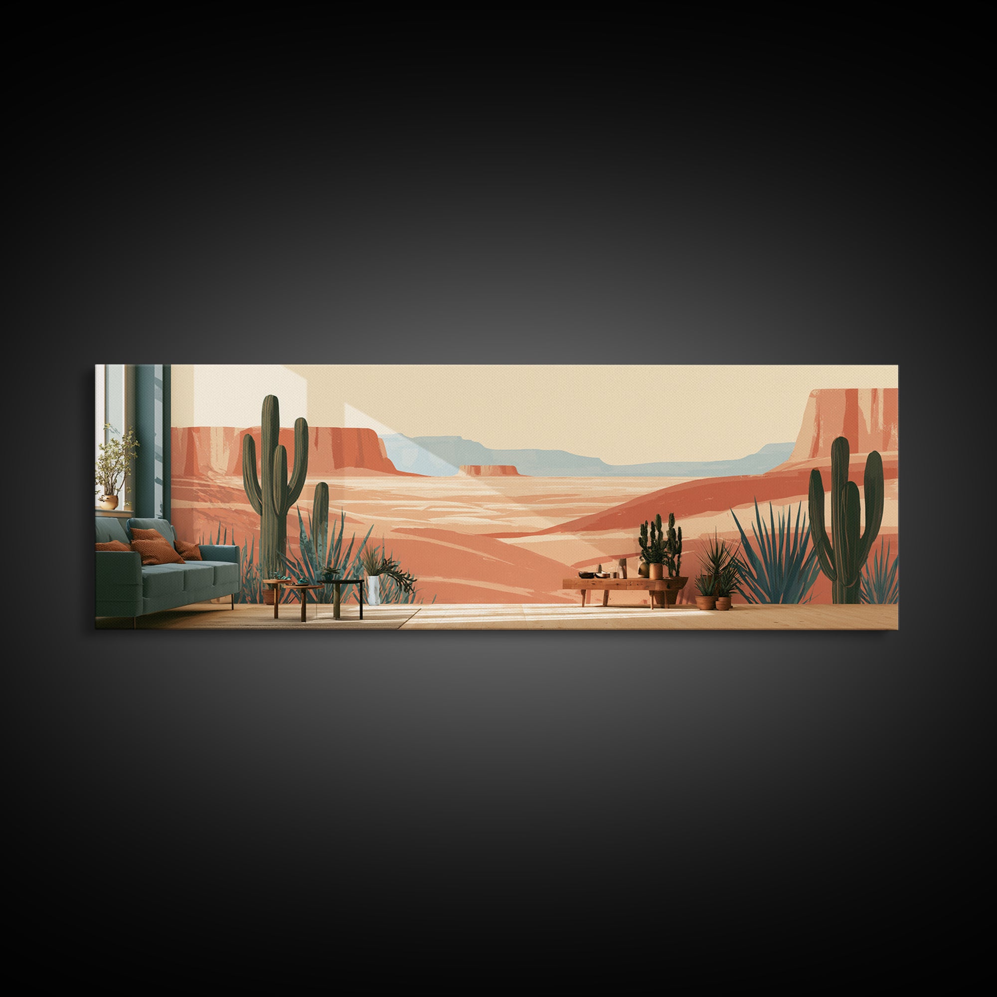 Wind Carved Dune Patterns from Above Framed Canvas Print, Desert Art, Art Print, Southwestern Decor, Oil Painting, Desert, DES-3x1-60