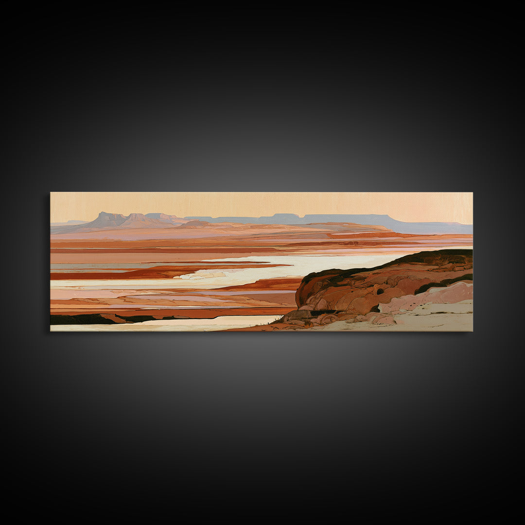 Abstract Mesa Landscape Framed Canvas Print, Desert Art, Abstract Wall Art, Southwestern Decor, Desert, Digital Download Art, DES-3x1-67