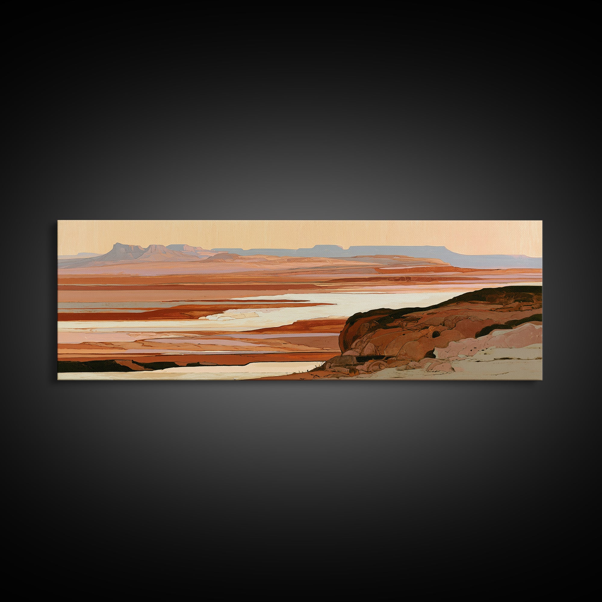 Abstract Mesa Landscape Framed Canvas Print, Desert Art, Abstract Wall Art, Southwestern Decor, Desert, Digital Download Art, DES-3x1-67