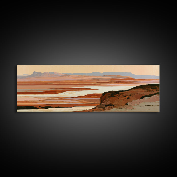 Abstract Mesa Landscape Framed Canvas Print, Desert Art, Abstract Wall Art, Southwestern Decor, Desert, Digital Download Art, DES-3x1-67