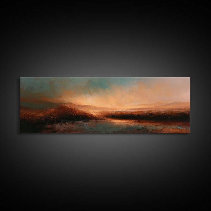 Abstract Heatwave Horizon Framed Canvas Print, Desert Art, Fine Art Print, Southwestern Decor, Oil Painting, Desert, DES-3x1-77
