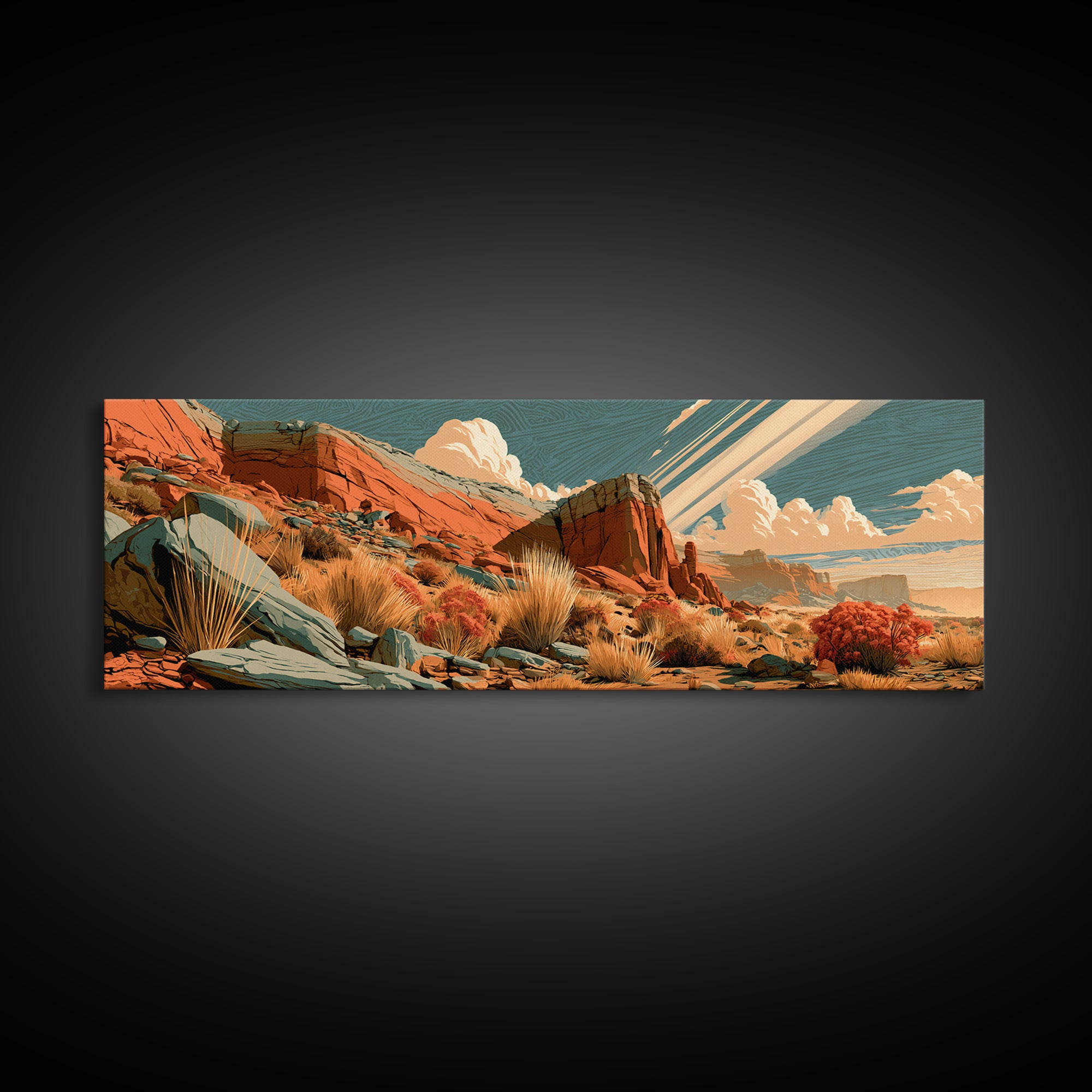 Sandstone Canyon with Dramatic Light Beam Canvas Print, Desert Art, Printable Wall Art, Southwestern Decor, Fine Art, Desert, DES-3x1-80