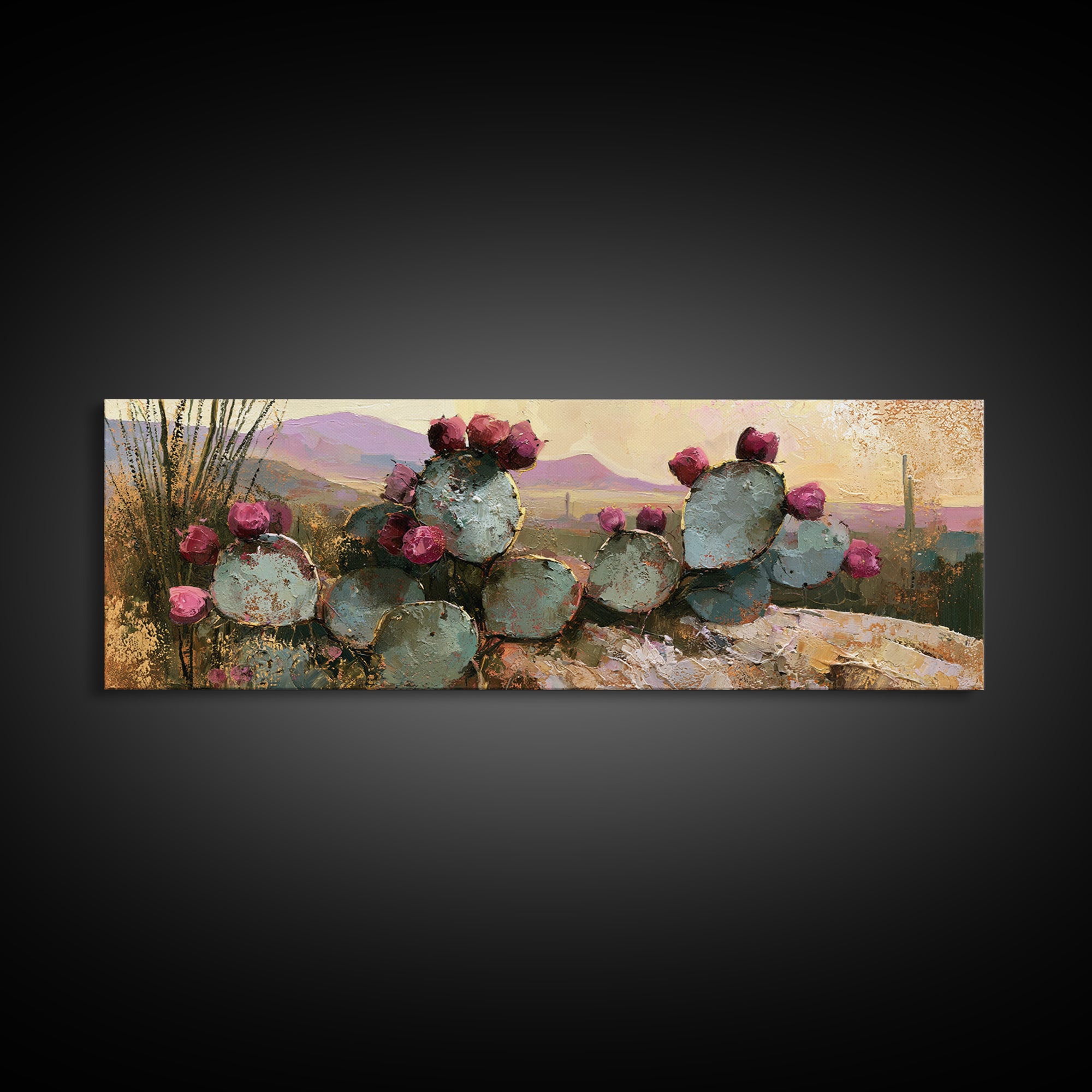 Prickly Pear Cactus Canvas Print, Desert Art, Printable Art, Southwestern Decor, Fine Art, Desert, Colorful Wall Art, DES-3x1-83
