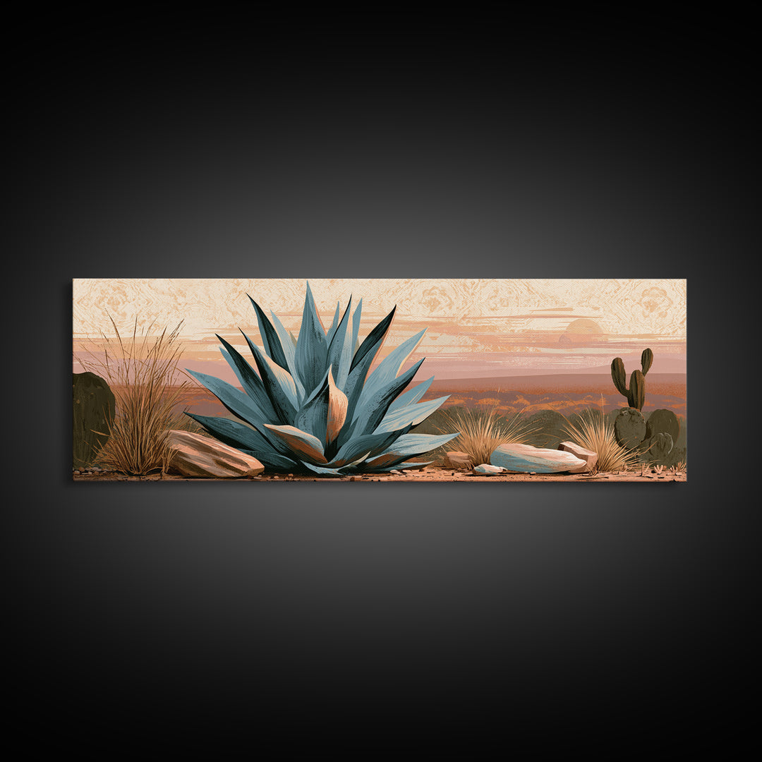 Agave Plant Closeup Canvas Print, Desert Art, Wall Decor, Southwestern Decor, Desert, Living Room Decor, Abstract Wall Art, DES-3x1-88