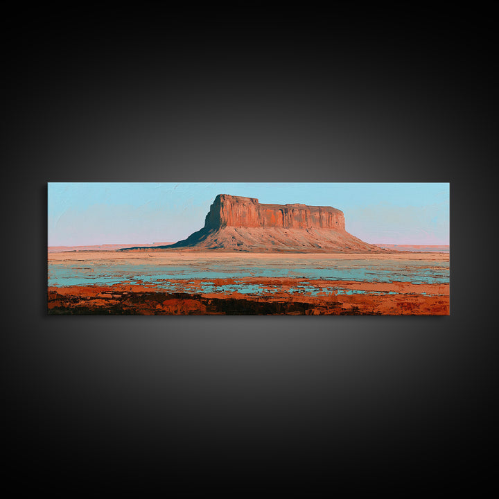Abstract Mesa Landscape Canvas Print, Desert Art, Boho Wall Art, Southwestern Decor, Watercolor Art, Desert, Living Room Art, DES-3x1-91