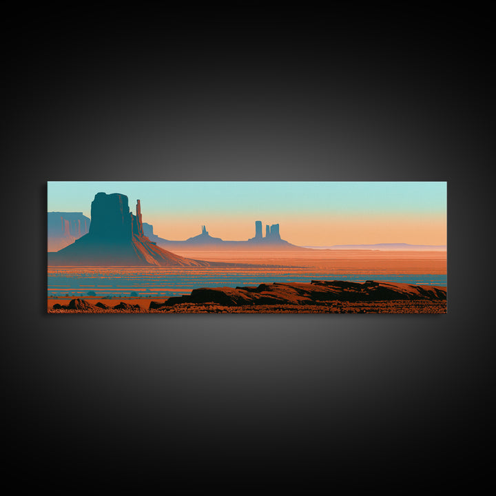 Monument Valley Silhouette Canvas Print, Desert Art, Wall Decor, Southwestern Decor, Fine Art, Desert, Living Room Decor, DES-3x1-97