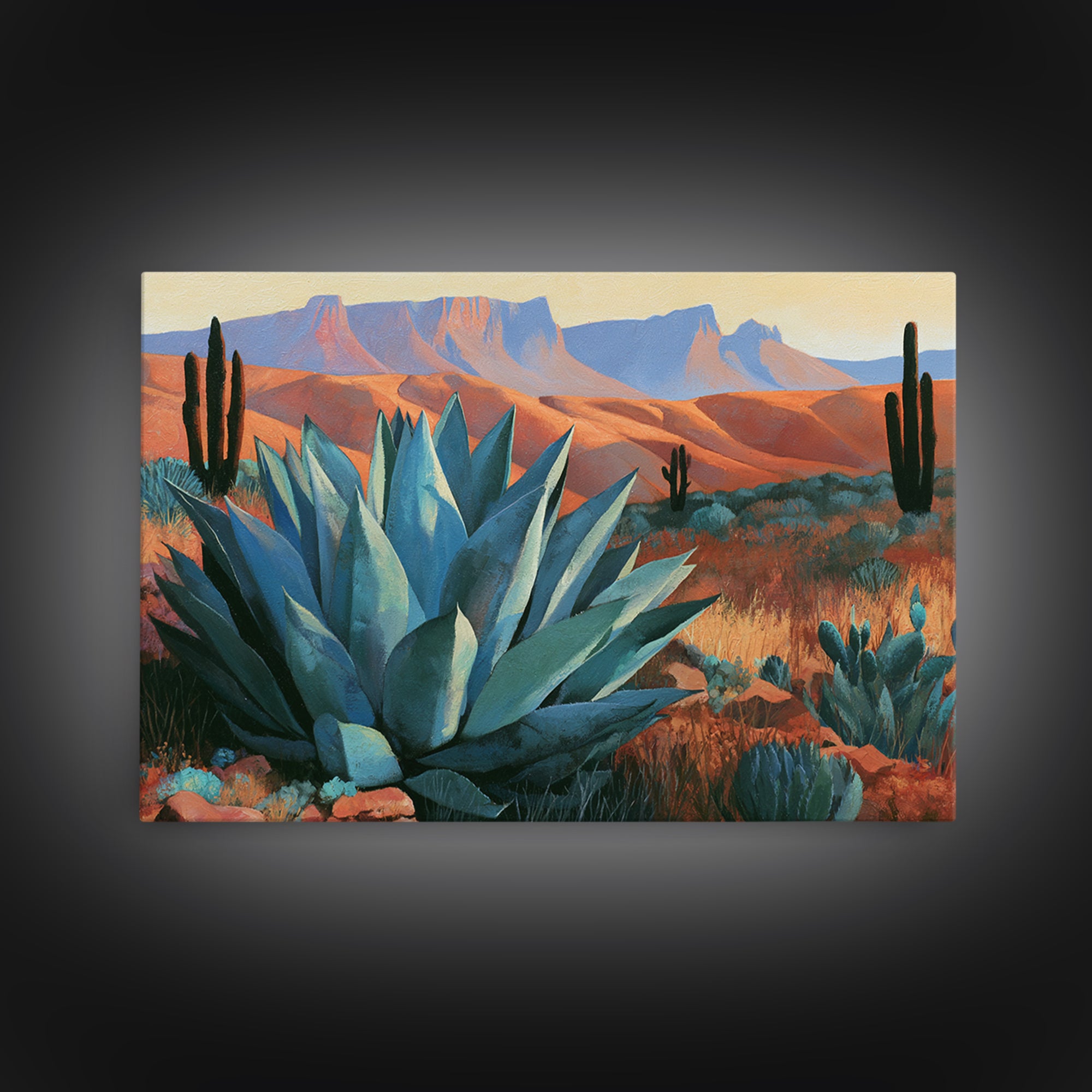 Agave Plant Closeup Framed Canvas Print, Desert Art, Boho, Southwestern Decor, Desert, Mountain Wall Art, Landscape Wall Art, DES-3x2-100