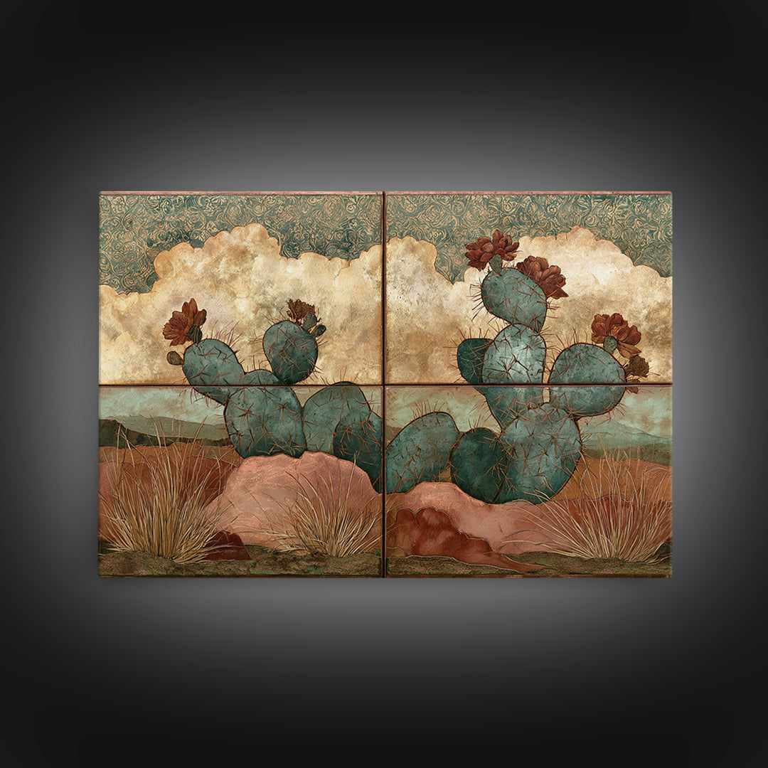 Cactus Botanical Plate Canvas Print, Desert Art, Neutral Decor, Southwestern Decor, Oil Painting, Desert, Wall Decor, DES-3x2-12