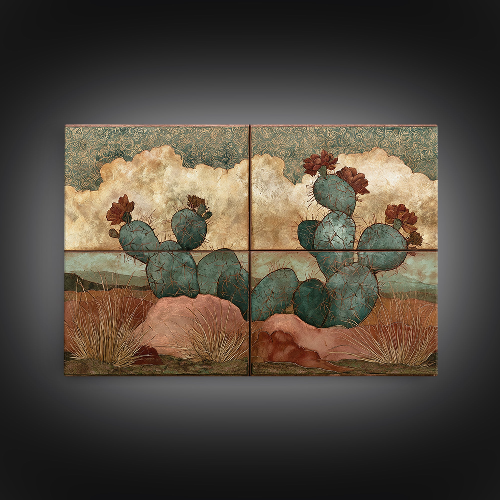Cactus Botanical Plate Canvas Print, Desert Art, Neutral Decor, Southwestern Decor, Oil Painting, Desert, Wall Decor, DES-3x2-12