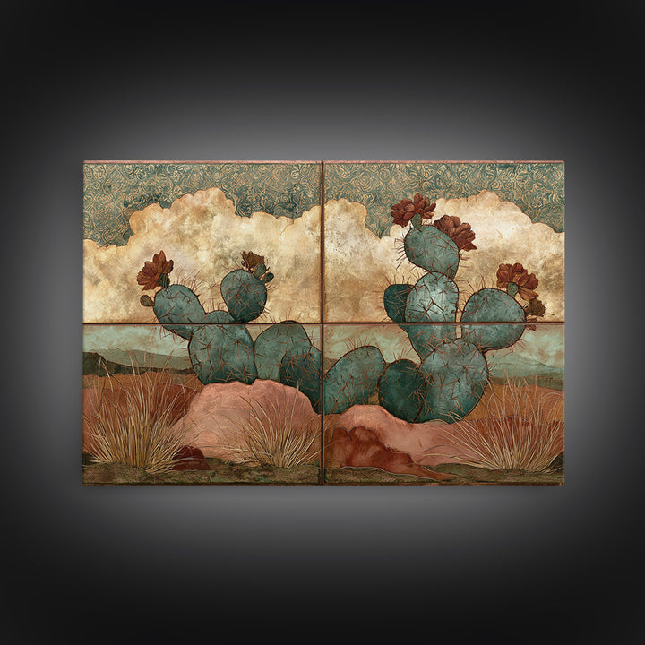 Cactus Botanical Plate Canvas Print, Desert Art, Neutral Decor, Southwestern Decor, Oil Painting, Desert, Wall Decor, DES-3x2-12