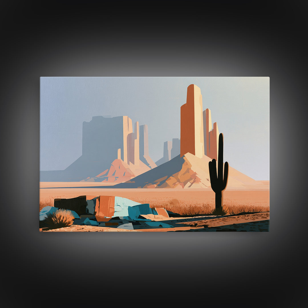 Terracotta and Cream Geometric Landscape Canvas Print, Desert Art, Western Decor, Southwestern Decor, Fine Art, Desert, DES-3x2-22
