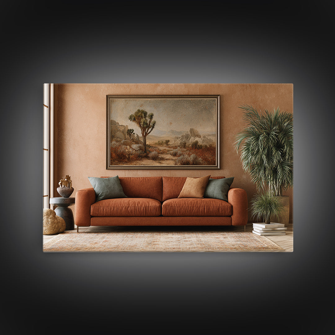 Joshua Tree under Star Filled Night Canvas Print, Desert Art, Living Room Art, Southwestern Decor, Fine Art, Desert, DES-3x2-34