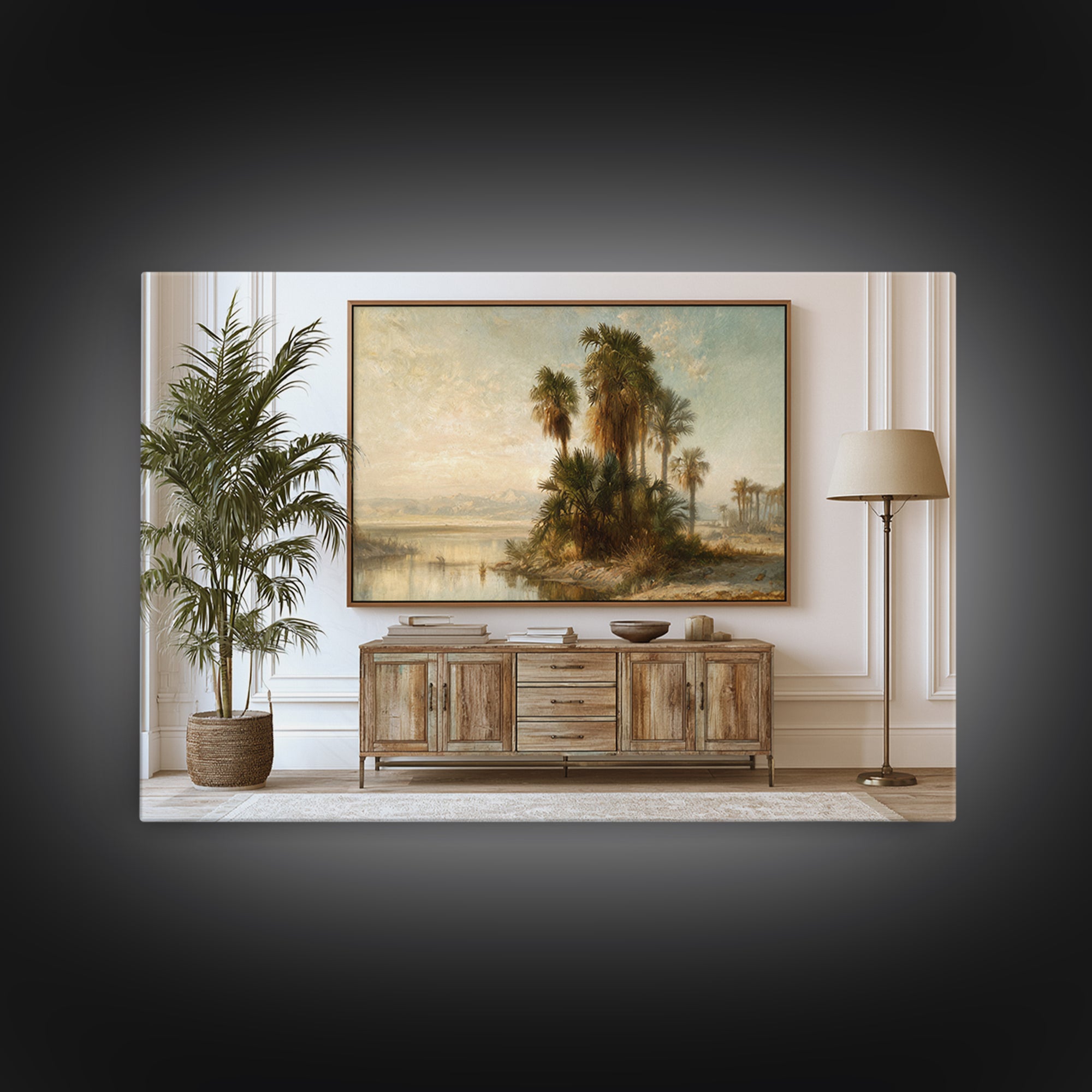 Palm Oasis Reflected Canvas Print, Desert Art, Large Wall Art, Southwestern Decor, Fine Art, Desert, Western Wall Art, DES-3x2-43