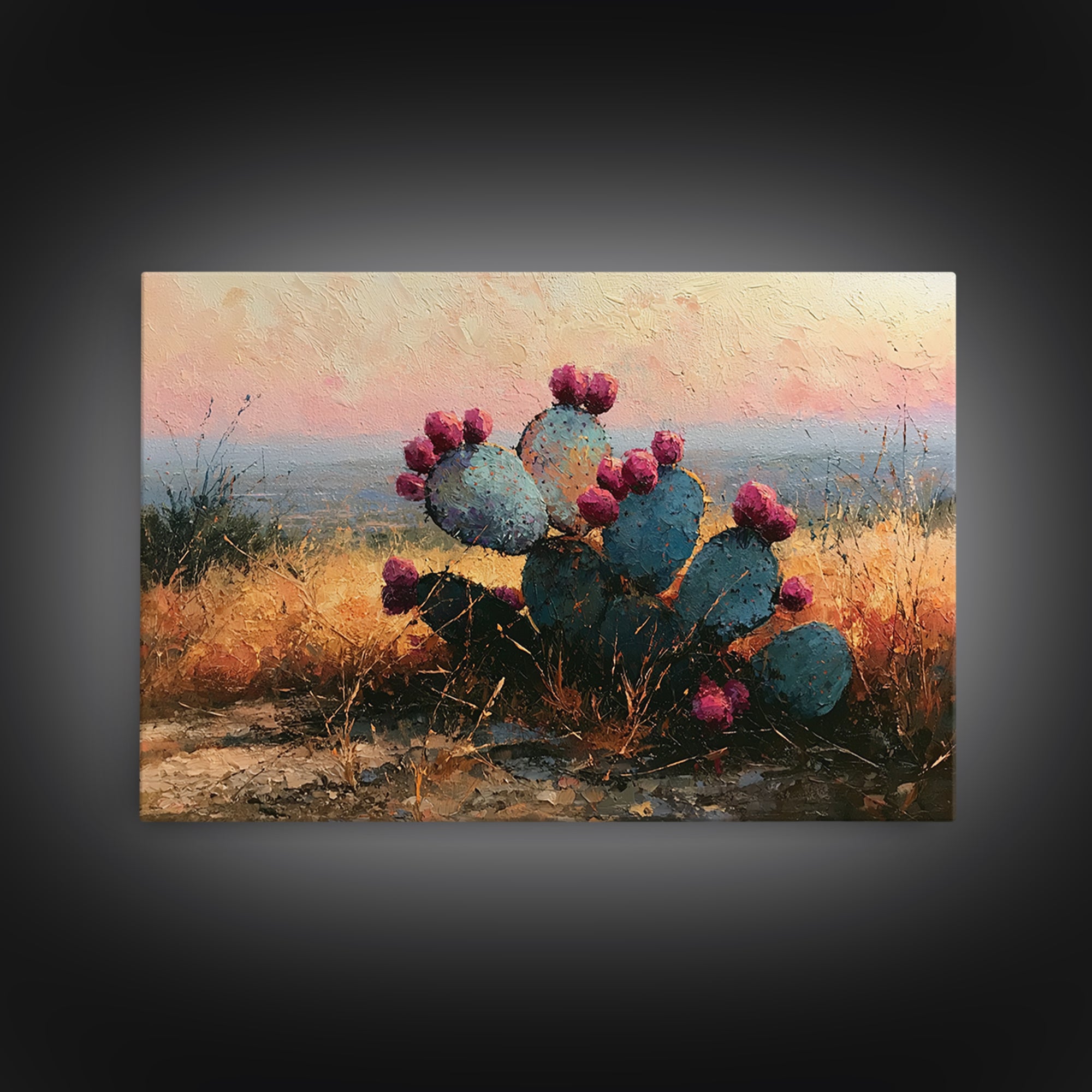 Prickly Pear Cactus Framed Canvas Print, Desert Art, Modern Wall Art, Southwestern Decor, Fine Art, Desert, Gallery Decor, DES-3x2-47