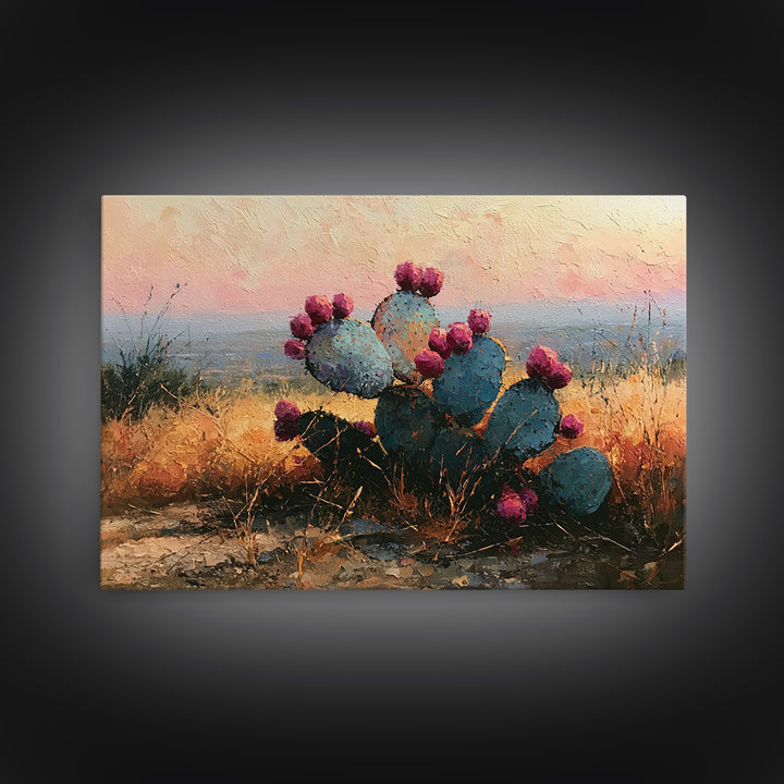 Prickly Pear Cactus Framed Canvas Print, Desert Art, Modern Wall Art, Southwestern Decor, Fine Art, Desert, Gallery Decor, DES-3x2-47