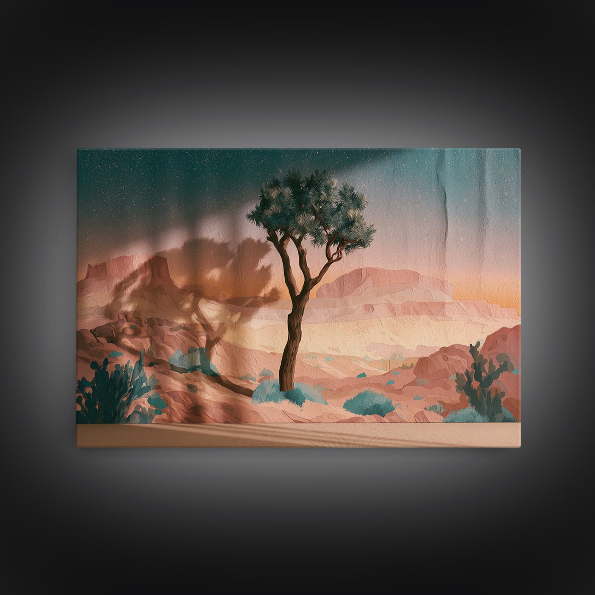 Joshua Tree under Star Filled Night Canvas Print, Desert Art, Living Room Art, Southwestern Decor, Fine Art, Desert, DES-3x2-58