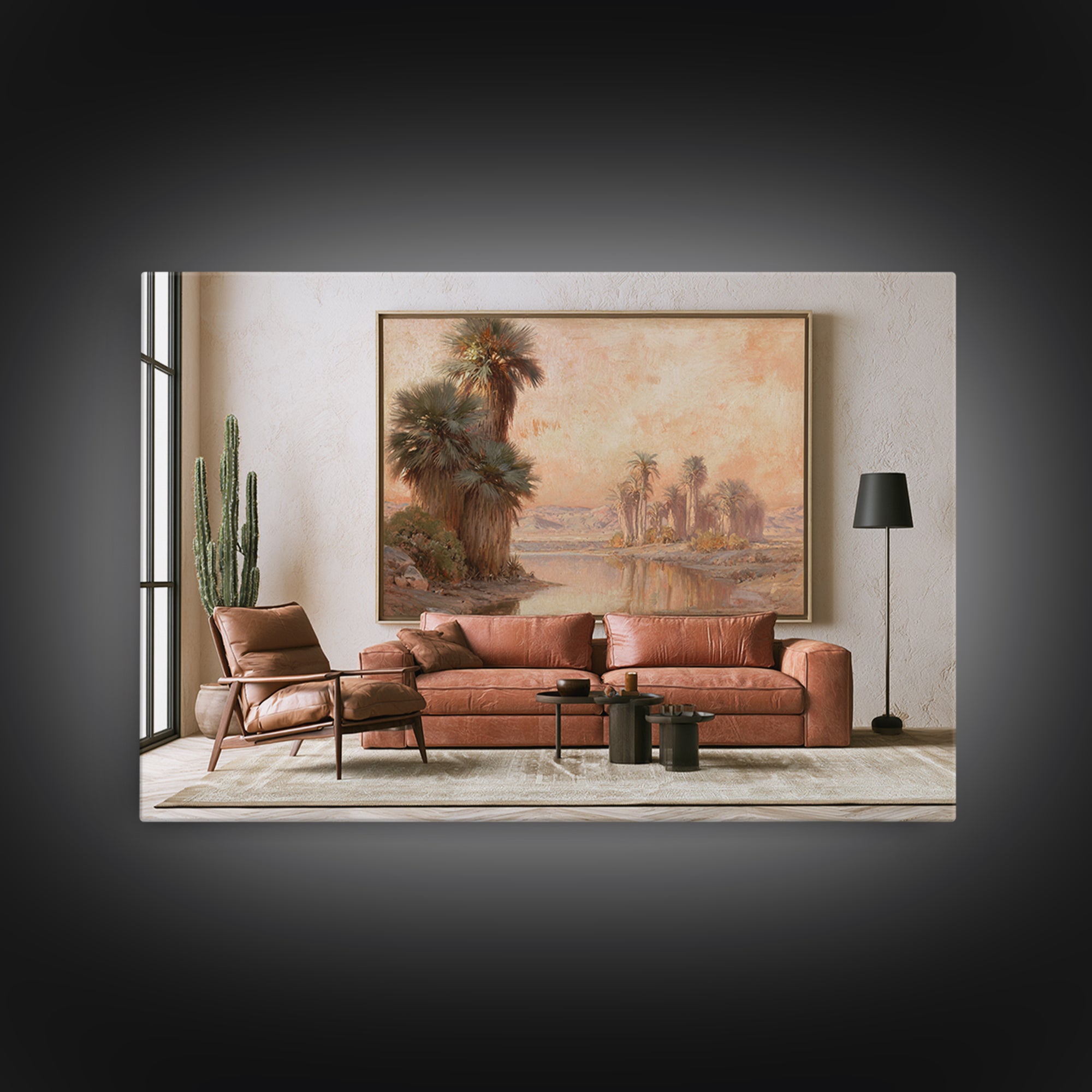 Palm Oasis Reflected Canvas Print, Desert Art, Bedroom Wall Art, Southwestern Decor, Fine Art, Desert, Fine Art Print, DES-3x2-67