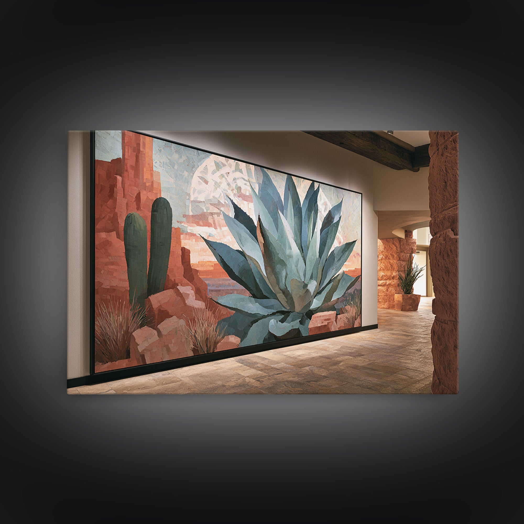 Agave Plant Closeup Canvas Print, Desert Art, Print, Southwestern Decor, Fine Art, Desert, Watercolor Painting, Modern Wall Art, DES-3x2-76