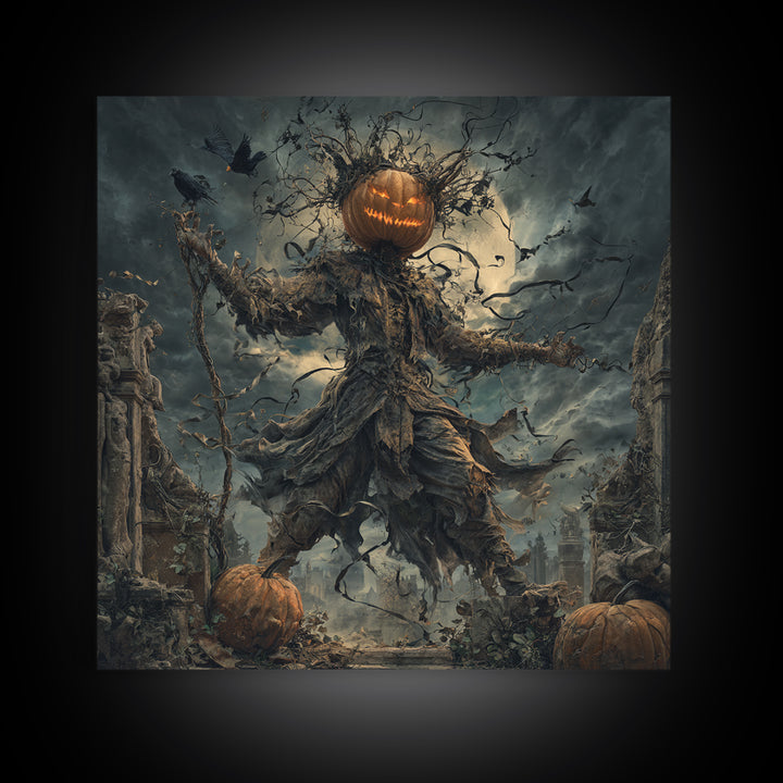 The Jack-O'-Lantern King, Square Wall Art, Spooky Home Decor, Canvas Print, Halloween Wall Decor, Gothic Home Decor, Halloween Wall Art