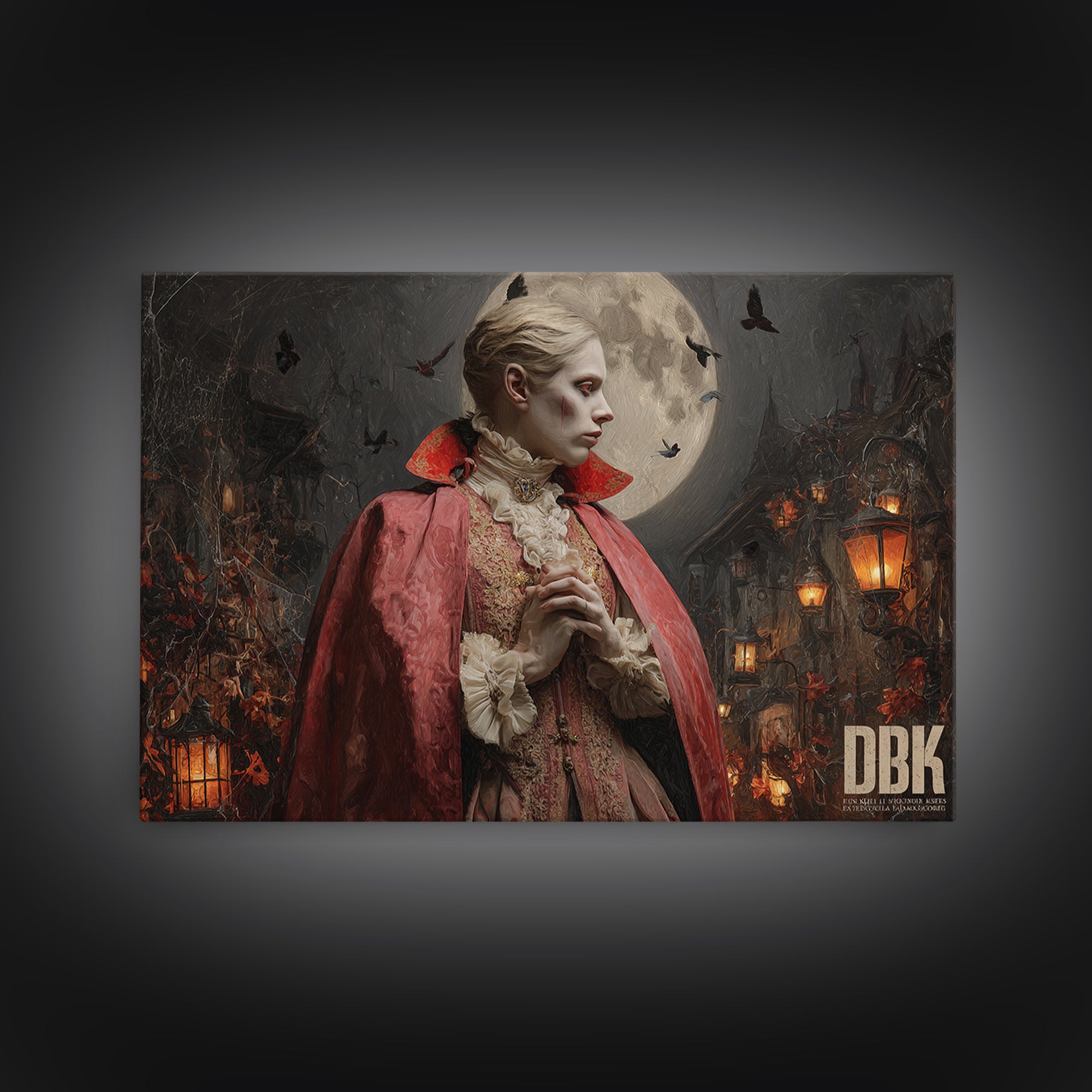 The Crimson Vampire, Landscape Wall Art, Dark Fantasy Wall Art, Canvas Print, Halloween Wall Decor, Gothic Home Decor, Seasonal Home Decor