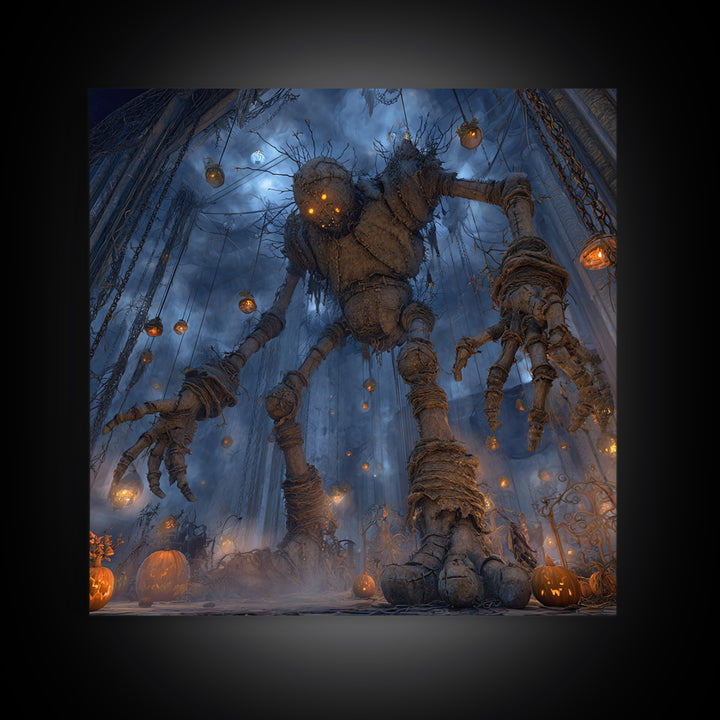 The Stitched Giant, Square Wall Art, Macabre Wall Art, Framed Canvas Print, Halloween Wall Decor, Gothic Home Decor, Seasonal Home Decor