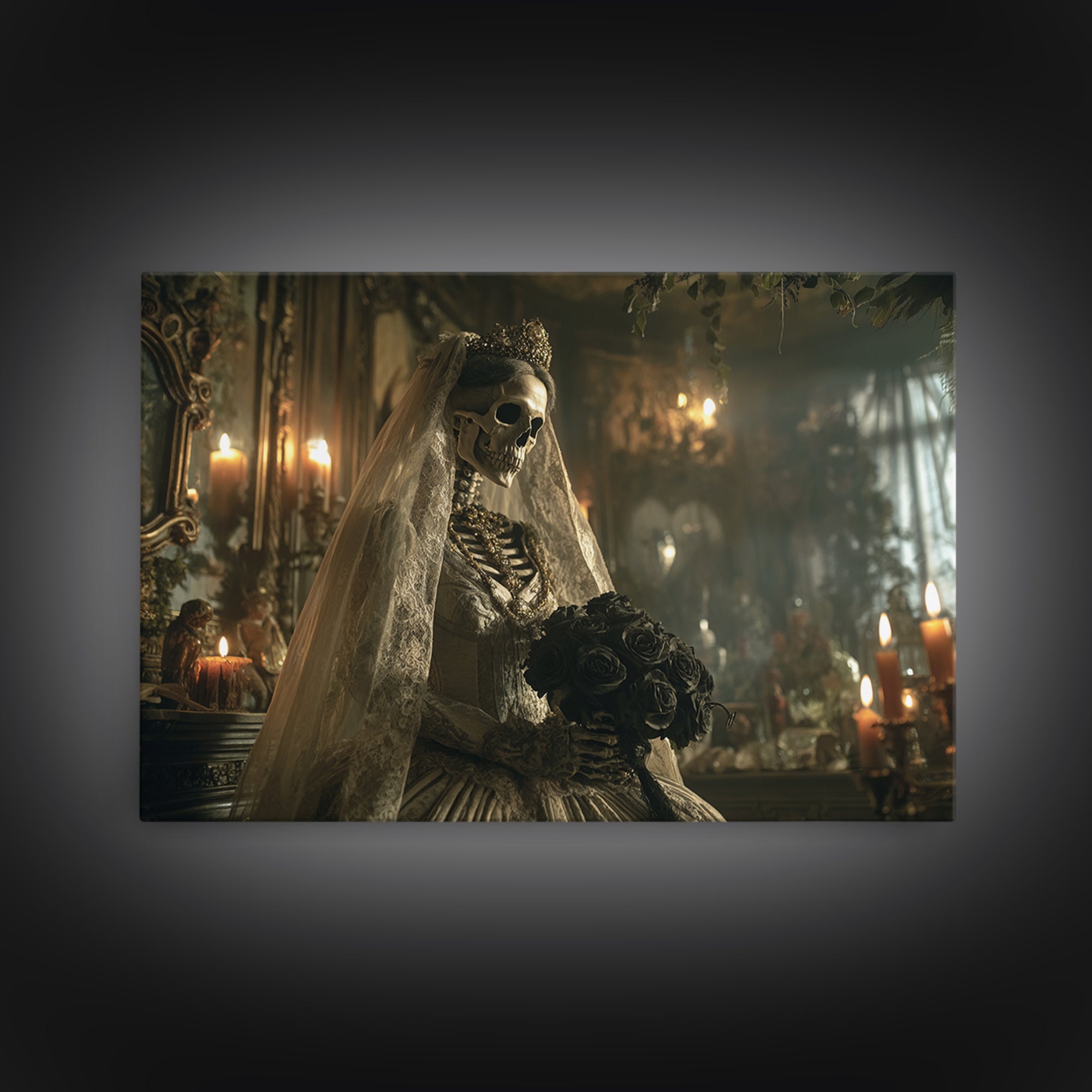 The Skeletal Bride, Landscape Wall Art, Dark Fantasy Wall Art, Canvas Print, Halloween Wall Decor, Gothic Home Decor, Spooky Wall Decor