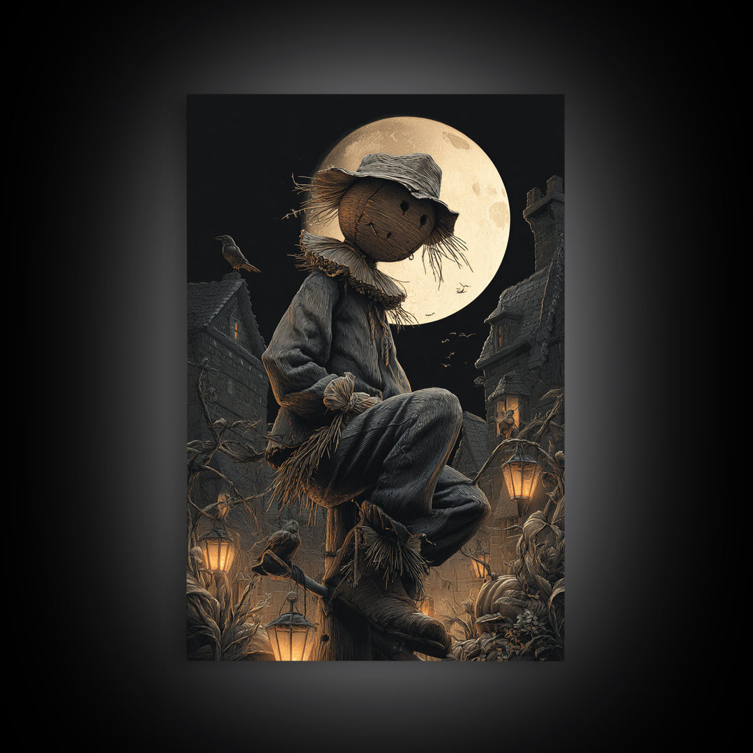 The Living Scarecrow, Vertical Wall Art, Dark Halloween Decor, Canvas Print, Halloween Wall Decor, Gothic Home Decor, Spooky Wall Decor