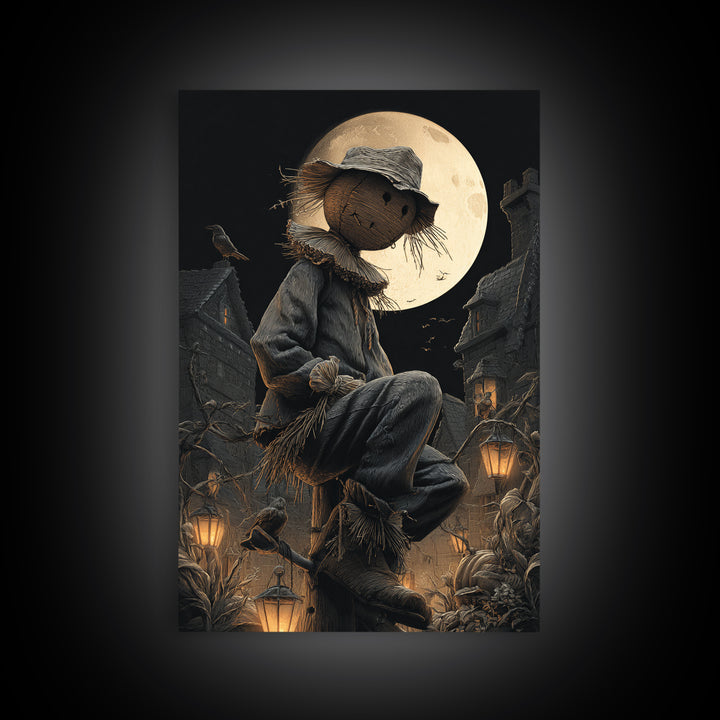 The Living Scarecrow, Vertical Wall Art, Dark Halloween Decor, Canvas Print, Halloween Wall Decor, Gothic Home Decor, Spooky Wall Decor