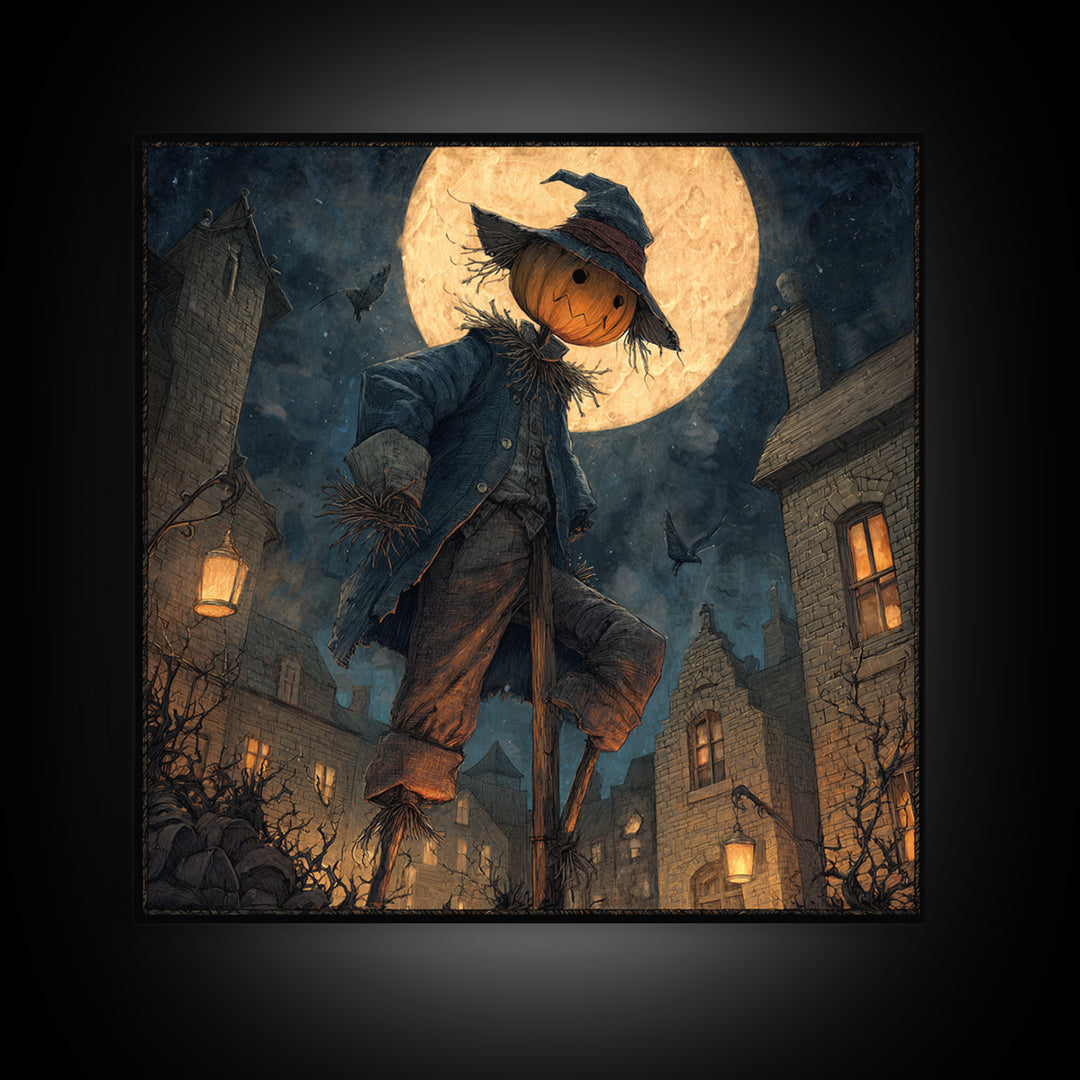 The Living Scarecrow, Square Wall Art, Dark Halloween Decor, Canvas Print, Halloween Wall Decor, Gothic Home Decor, Dark Fantasy Art