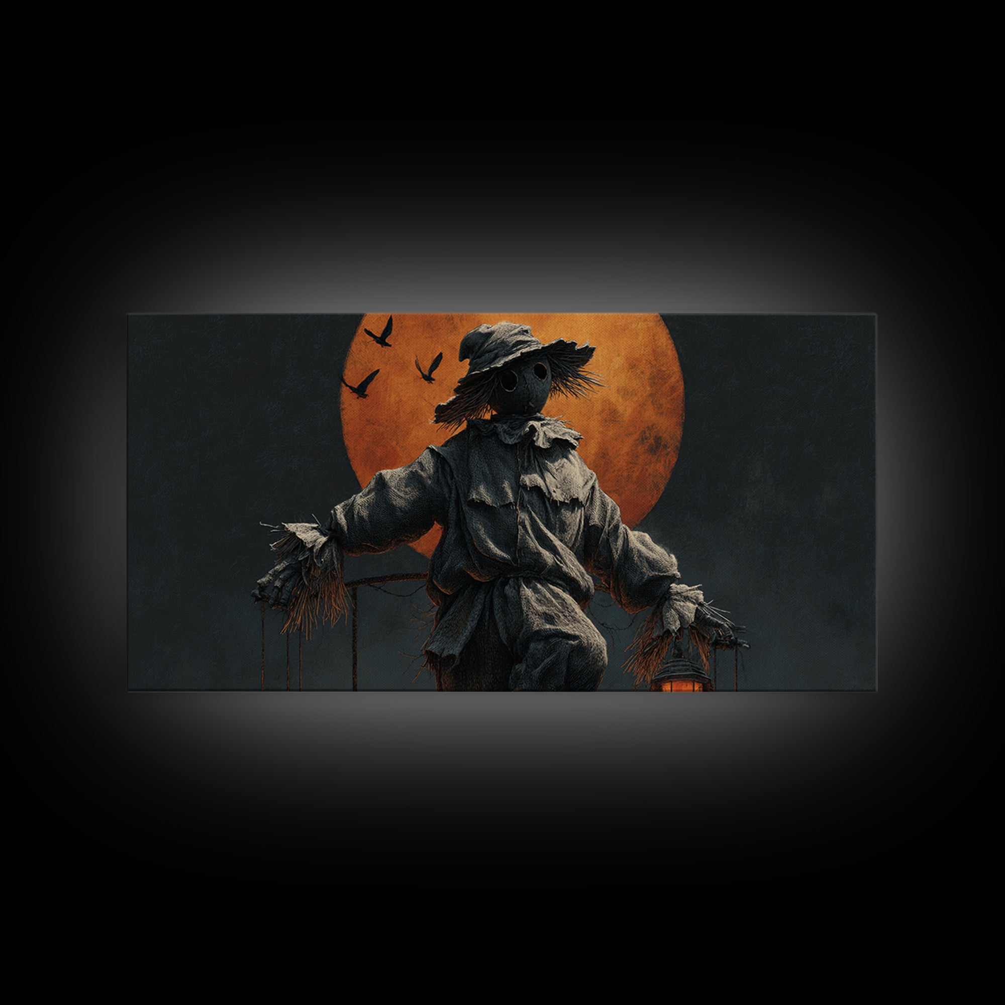 The Living Scarecrow, Wide Panoramic Art, Dark Fantasy Wall Art, Canvas Print, Halloween Wall Decor, Gothic Home Decor, Statement Wall Art