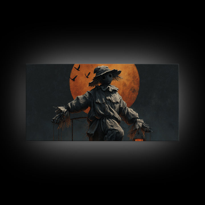 The Living Scarecrow, Wide Panoramic Art, Dark Fantasy Wall Art, Canvas Print, Halloween Wall Decor, Gothic Home Decor, Statement Wall Art