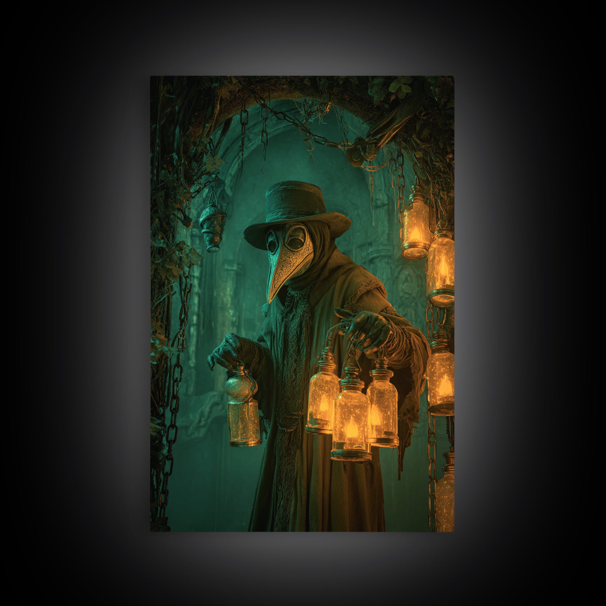 The Plague Doctor, Vertical Wall Art, Spooky Home Decor, Canvas Print, Halloween Wall Decor, Gothic Home Decor, Macabre Wall Art