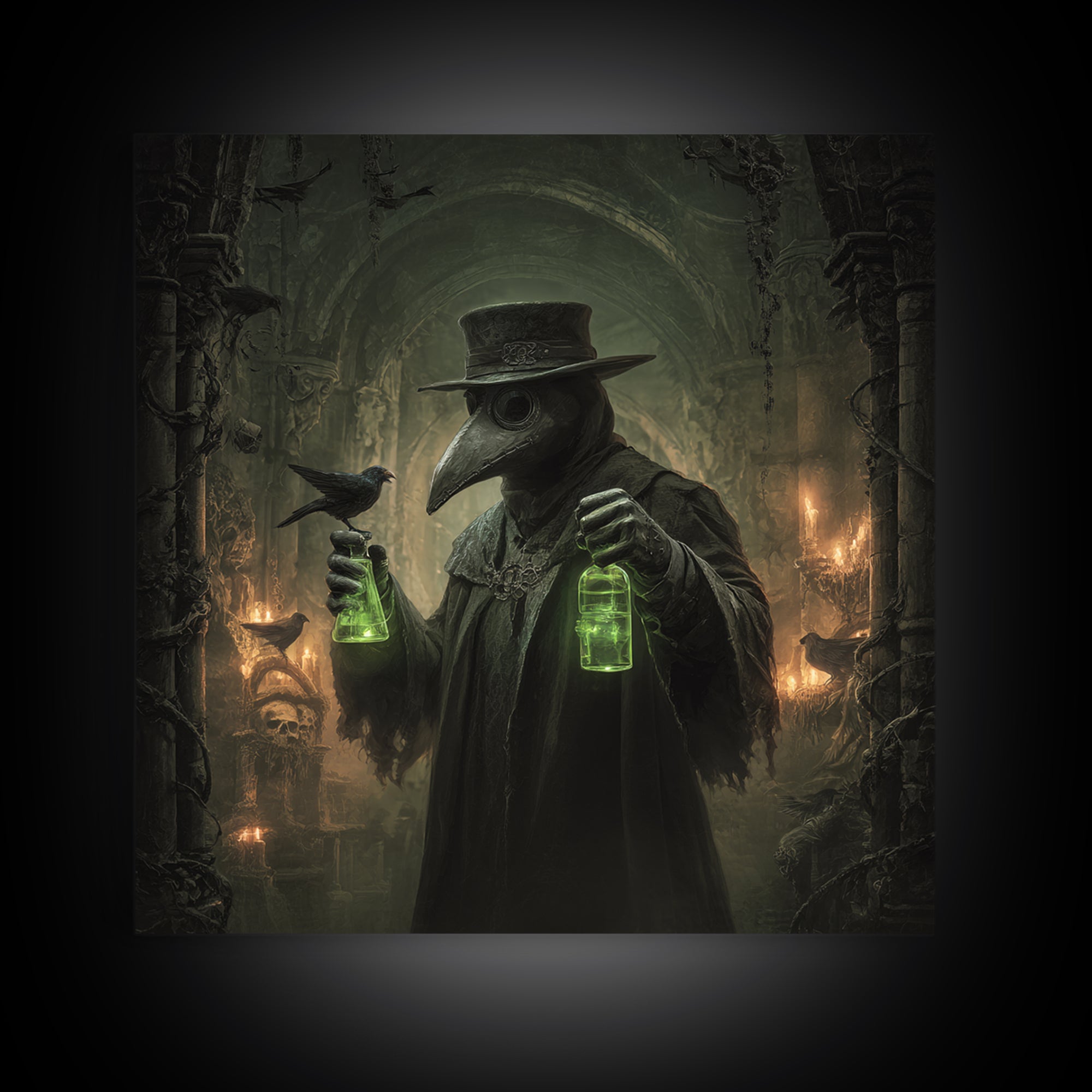 The Plague Doctor, Square Wall Art, Dark Halloween Decor, Canvas Print, Halloween Wall Decor, Gothic Home Decor, Collectible Wall Decor