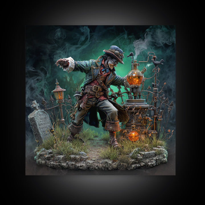 The Mad Alchemist, Square Wall Art, Macabre Wall Art, Framed Canvas Print, Halloween Wall Decor, Gothic Home Decor, Dark Fantasy Art