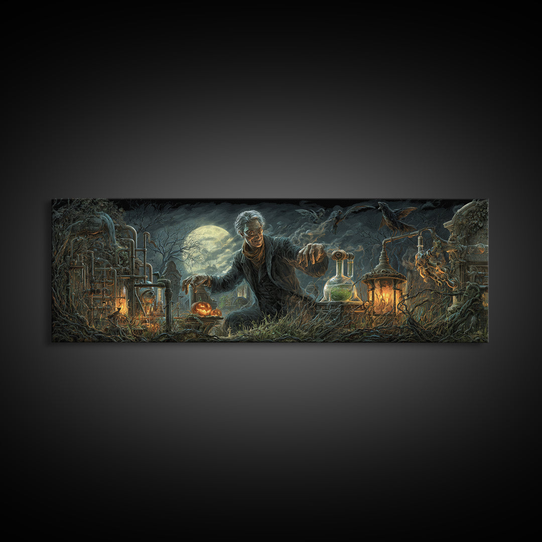 The Mad Alchemist, Extra Wide Wall Art, Dark Fantasy Wall Art, Canvas Print, Halloween Wall Decor, Gothic Home Decor, Halloween Decor