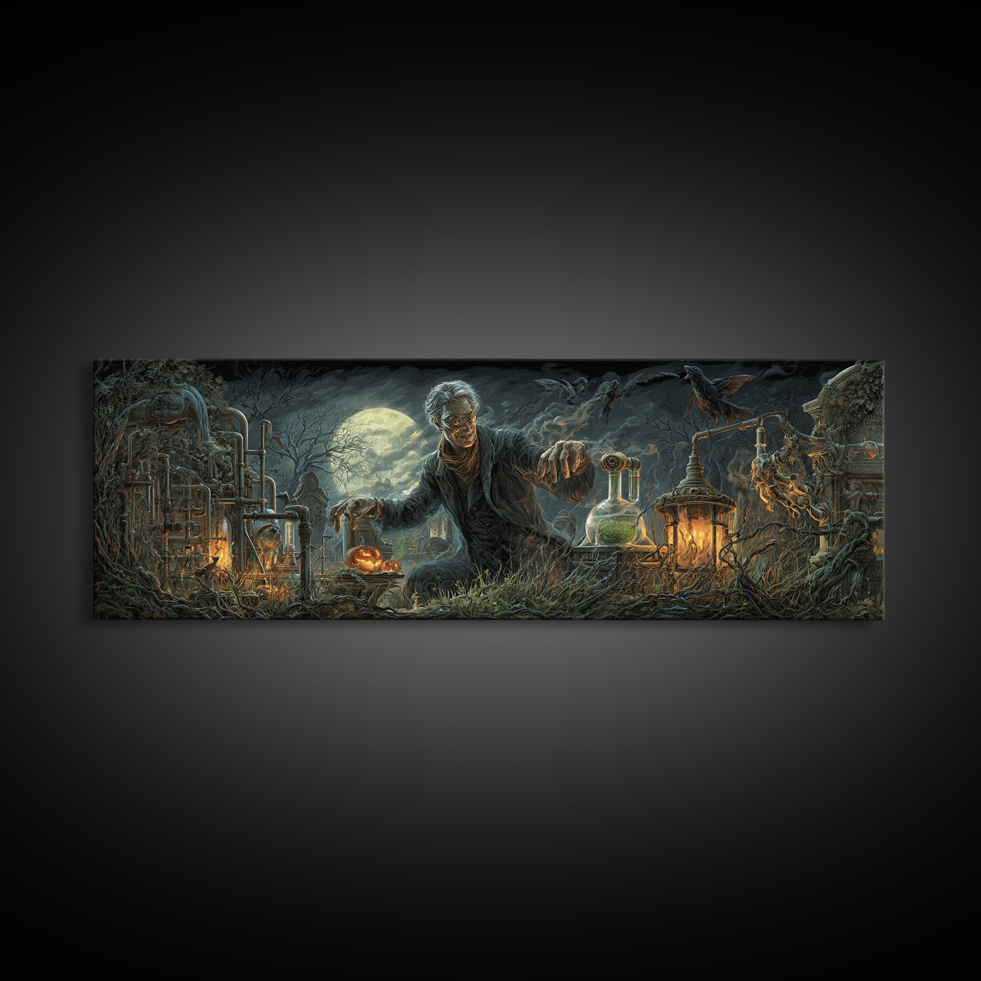 The Mad Alchemist, Extra Wide Wall Art, Dark Fantasy Wall Art, Canvas Print, Halloween Wall Decor, Gothic Home Decor, Halloween Decor