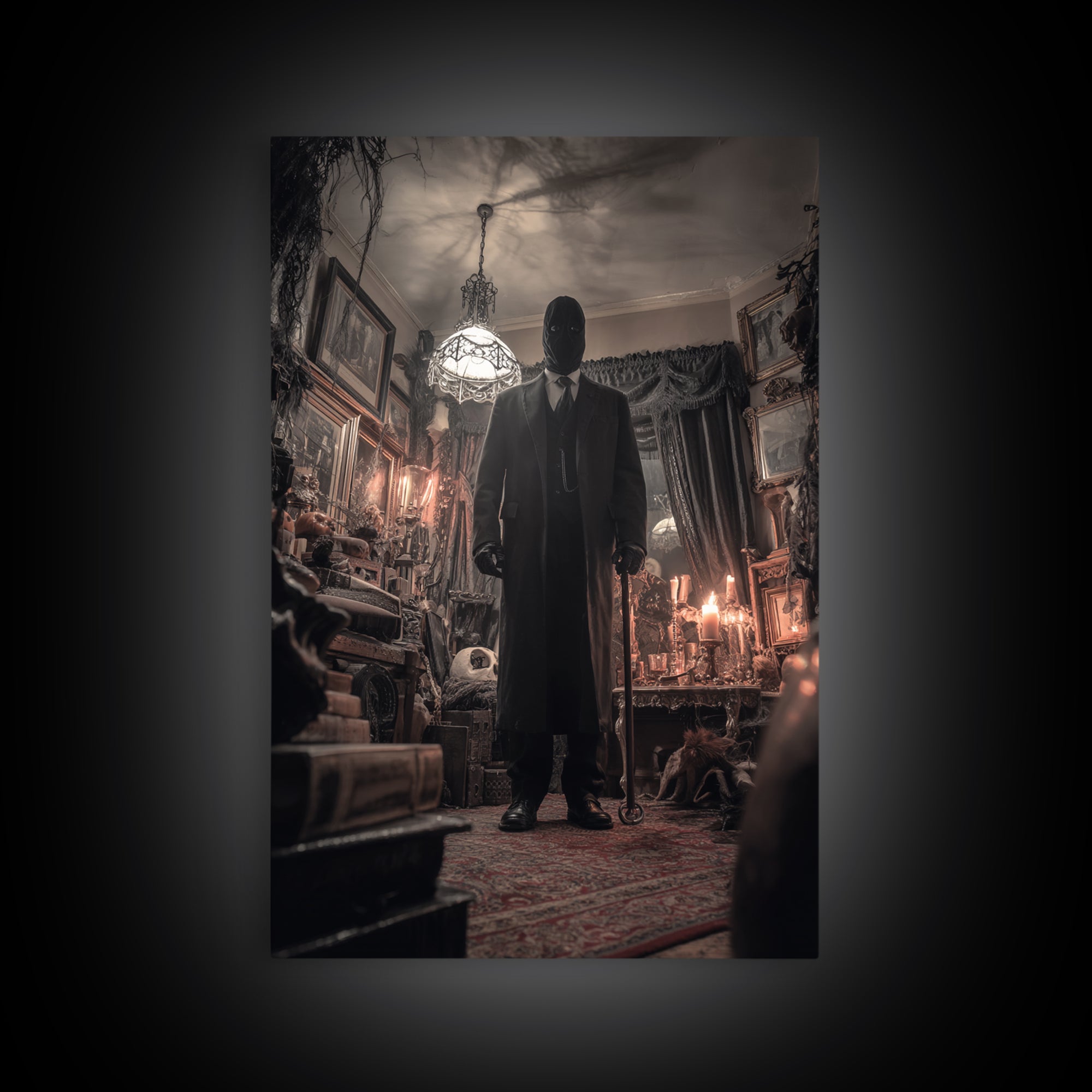 The Sinister Undertaker, Vertical Wall Art, Haunted Gothic Art, Framed Canvas Print, Halloween Wall Decor, Gothic Home Decor