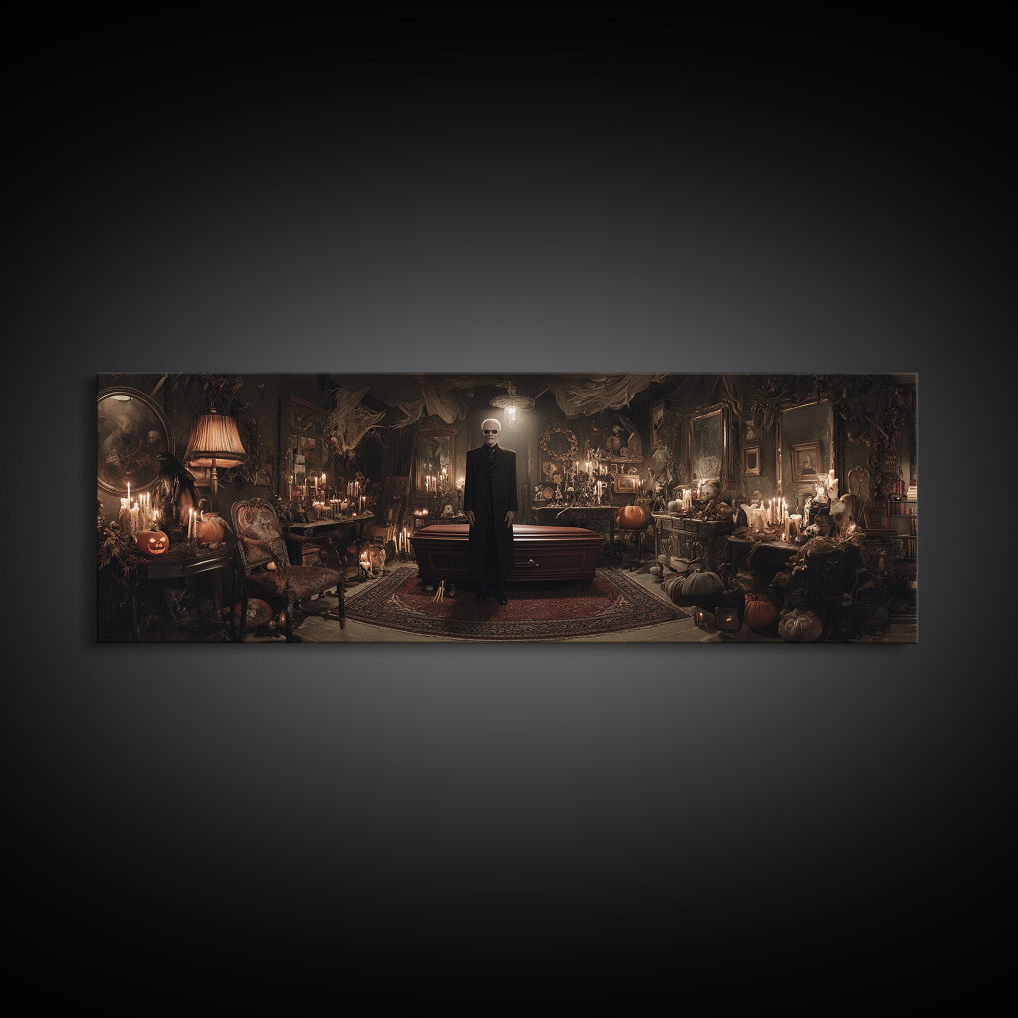 The Sinister Undertaker, Extra Wide Wall Art, Dark Halloween Decor, Canvas Print, Halloween Wall Decor, Gothic Home Decor, Horror Wall Art