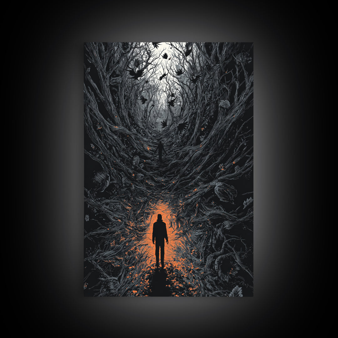 The Shadow Person, Vertical Wall Art, Dark Halloween Decor, Canvas Print, Halloween Wall Decor, Gothic Home Decor, Macabre Wall Art