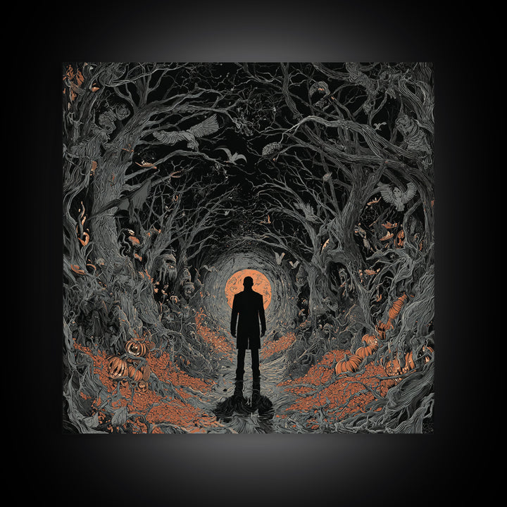 The Shadow Person, Square Wall Art, Dark Halloween Decor, Canvas Print, Halloween Wall Decor, Gothic Home Decor, Horror Wall Art