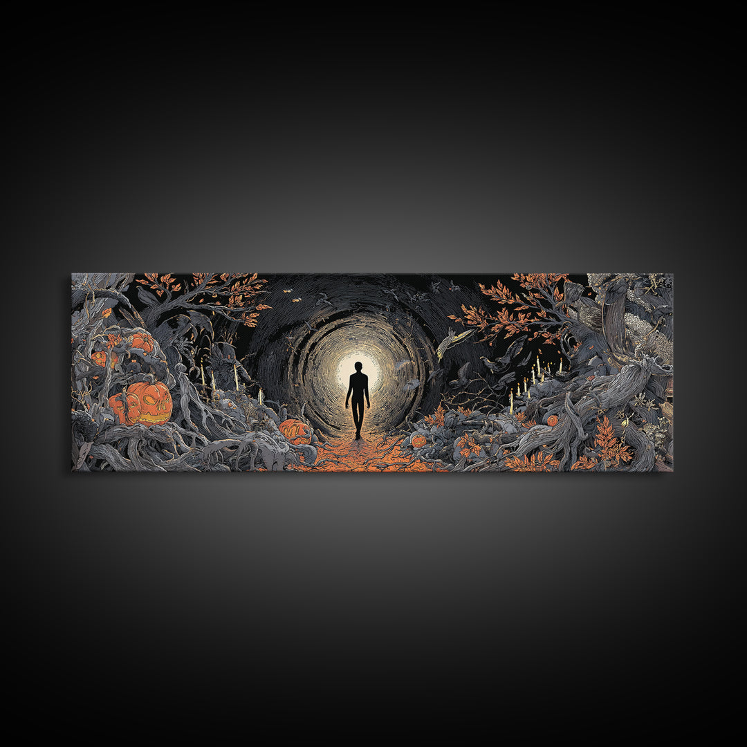 The Shadow Person, Extra Wide Wall Art, Spooky Home Decor, Canvas Print, Halloween Wall Decor, Gothic Home Decor, Halloween Decor