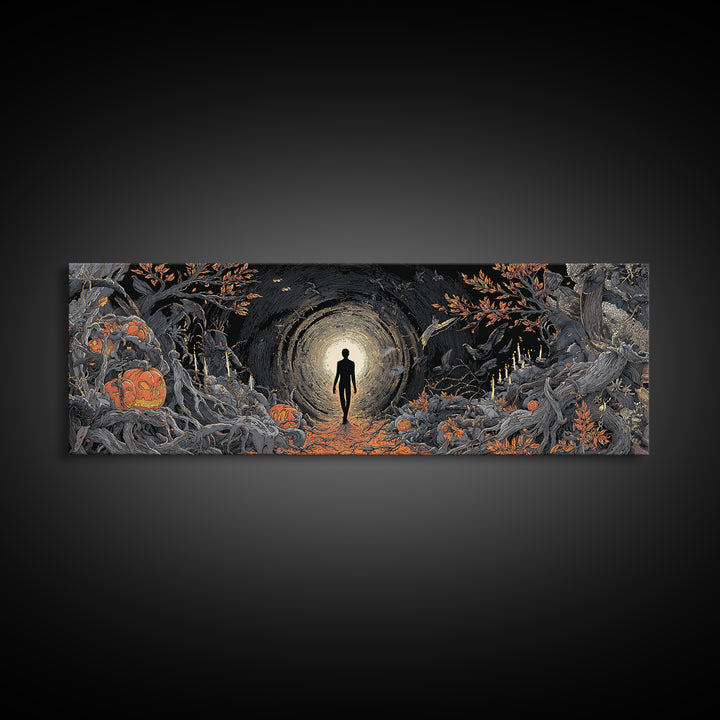 The Shadow Person, Extra Wide Wall Art, Spooky Home Decor, Canvas Print, Halloween Wall Decor, Gothic Home Decor, Halloween Decor