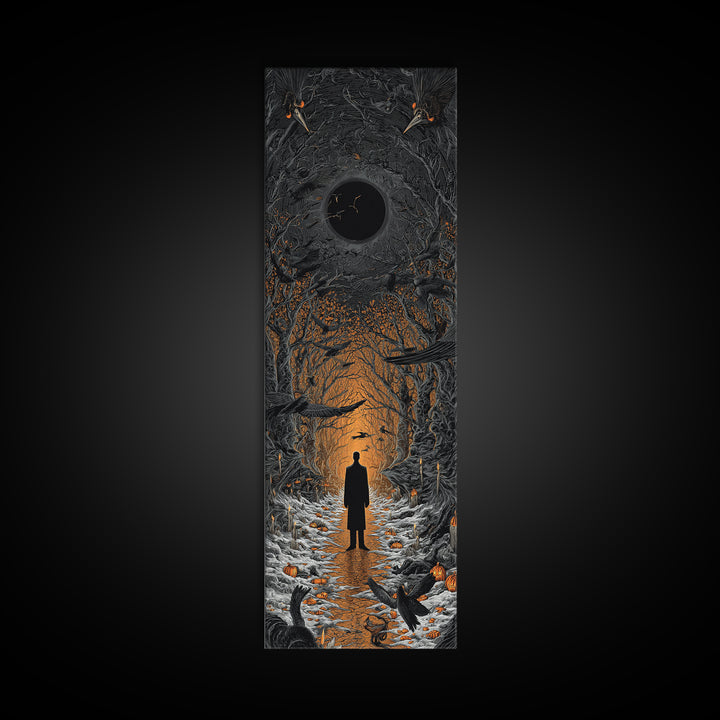 The Shadow Person, Tall Narrow Wall Art, Haunted Gothic Art, Framed Canvas Print, Halloween Wall Decor, Gothic Home Decor, Dark Fantasy Art