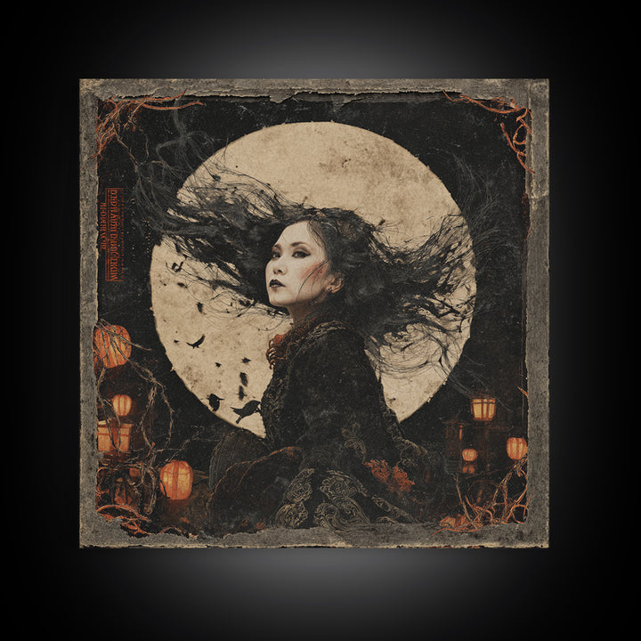 The Banshee Singer, Square Wall Art, Macabre Wall Art, Framed Canvas Print, Halloween Wall Decor, Gothic Home Decor, Horror Wall Art
